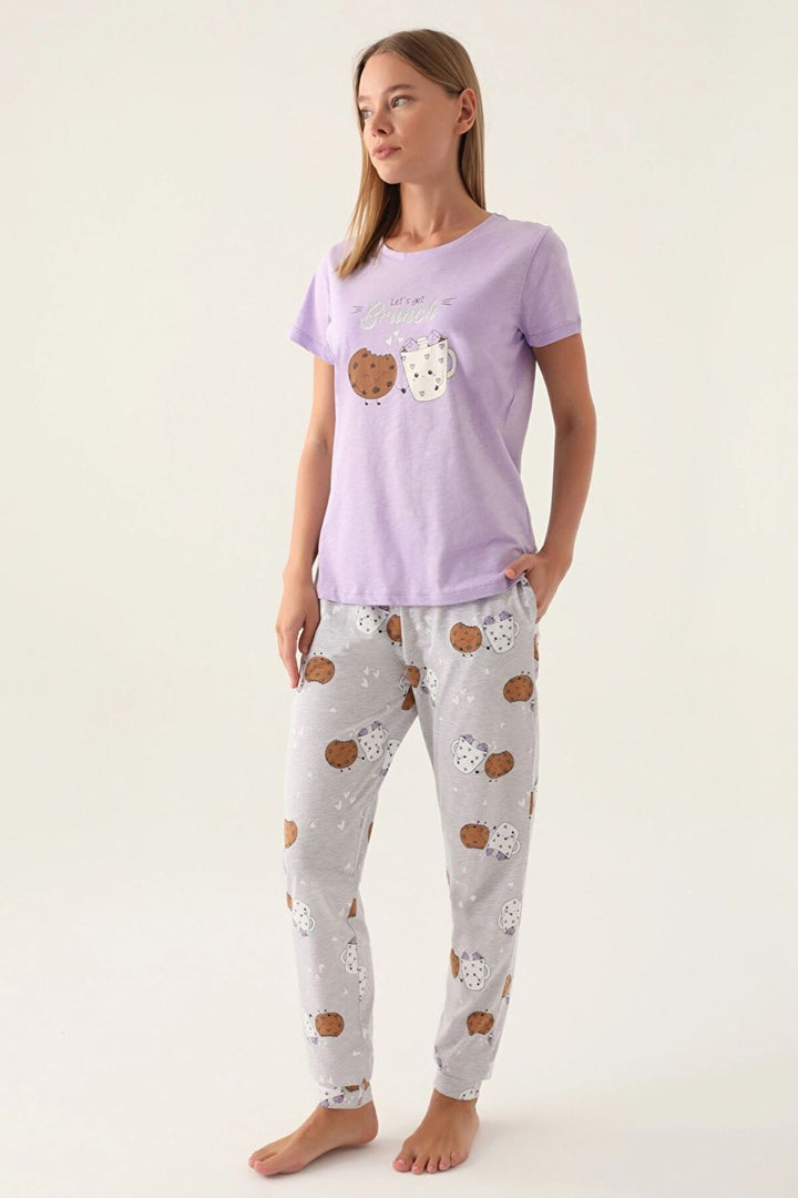 MXM Women Arnetta Brunch Lilac Women's Short Sleeve Pajama Set - Bristol