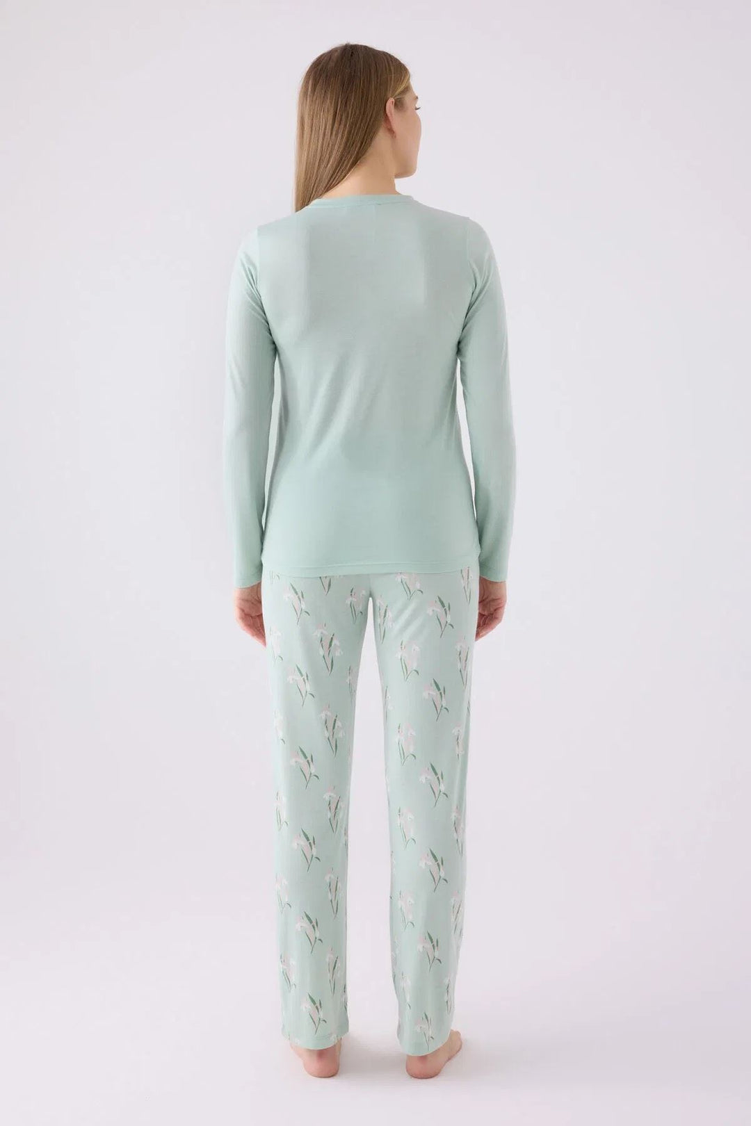 MXM Women Arnetta Women's Mint Green Long Sleeve Pajama Set - Barnstable