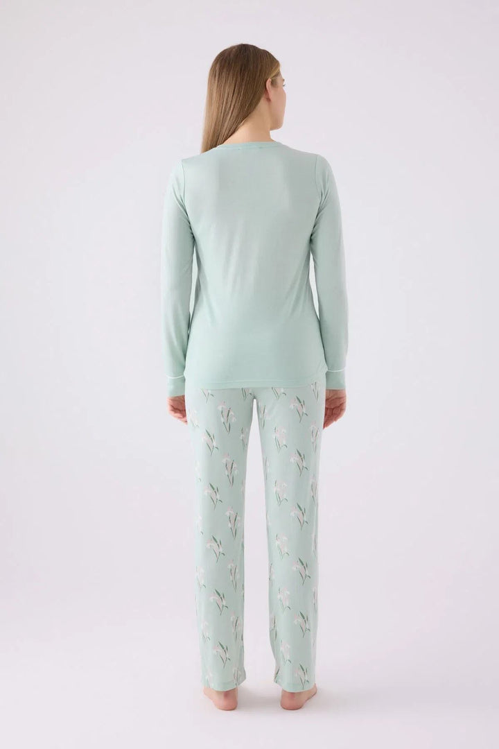 MXM Women Arnetta Women's Mint Green Floral Patterned Pajama Set - Caledon