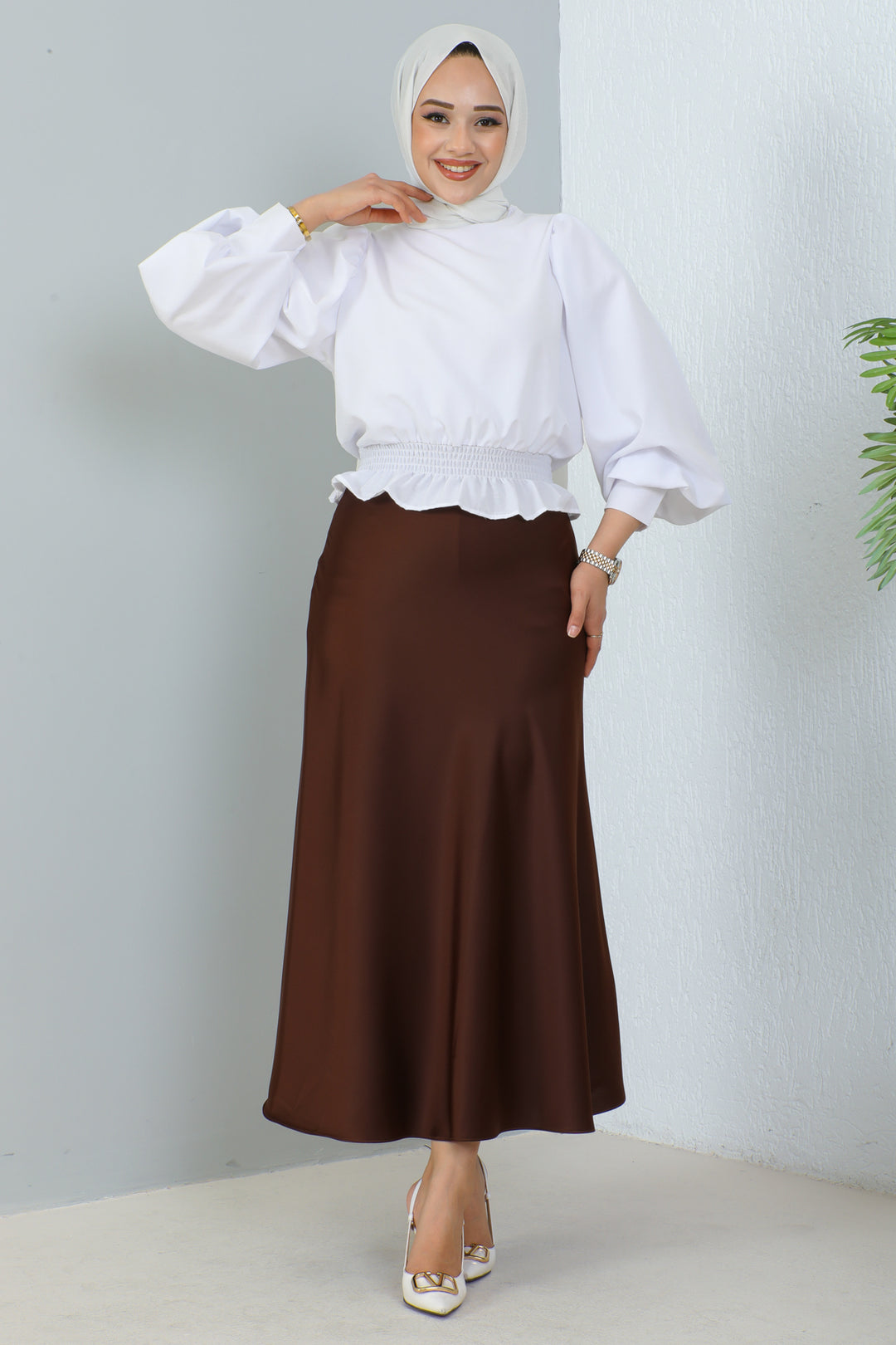 BNG Women Satin Skirt Brown - Clermont