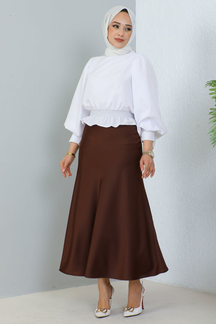 BNG Women Satin Skirt Brown - Clermont