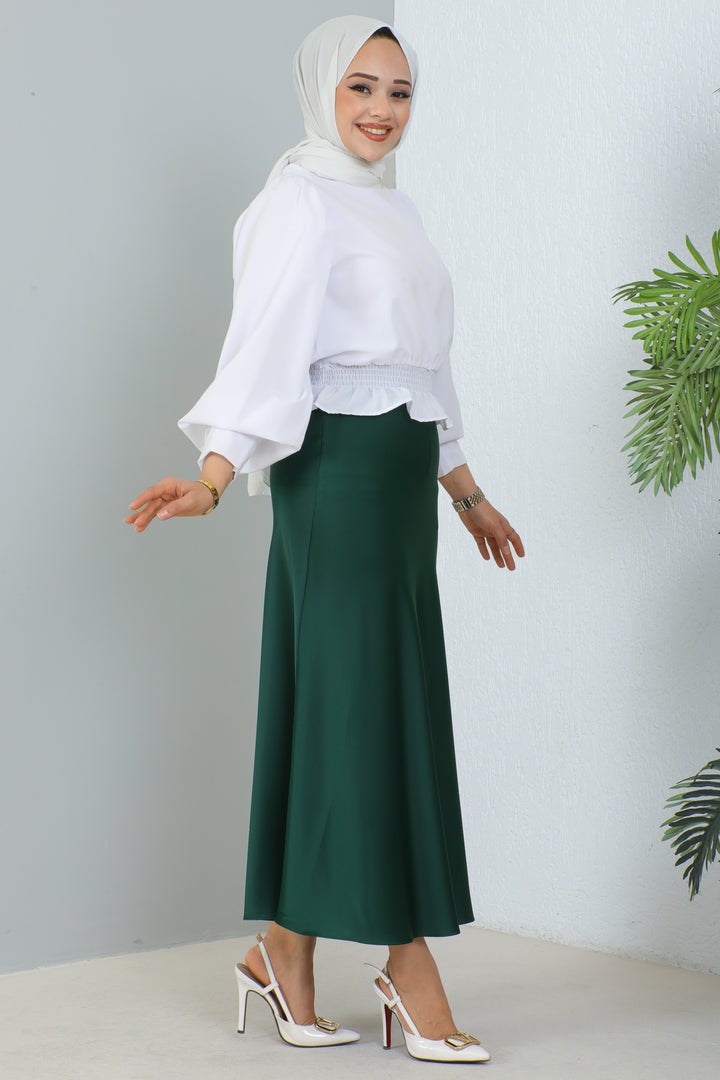 BNG Women Satin Skirt Emerald Green - Clermont