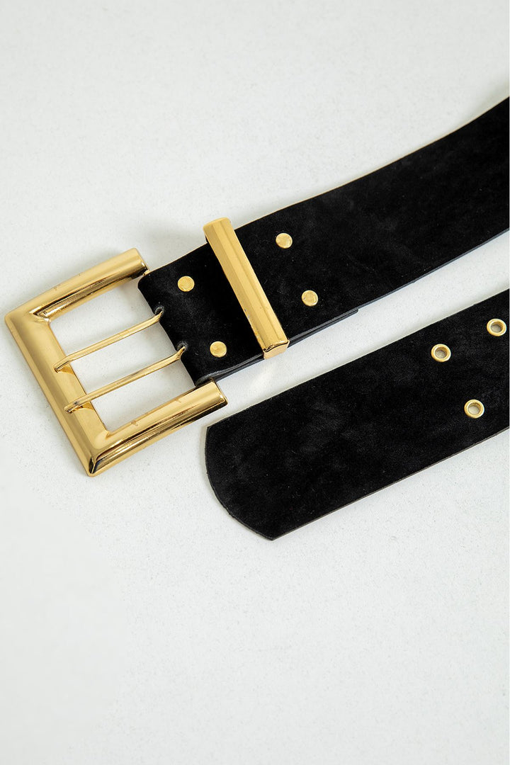 KKT Square Buckle Bilingual Women's Belt-Black - Watford