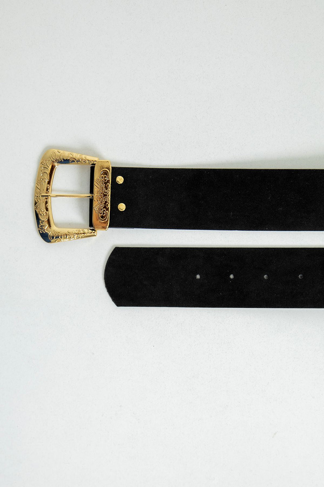 KKT Embroidered Detail Suede Women Belt-Black - Zapotlanejo