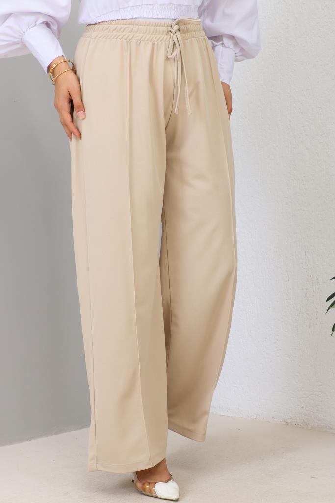 BNG Women  Elastic Waist Comfortable Loose Fit Baggy Pants Beige - Clermont