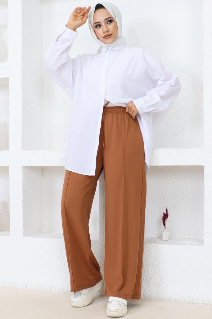 BNG Women  Elastic Waist Comfortable Loose Fit Baggy Pants Beige - Clermont