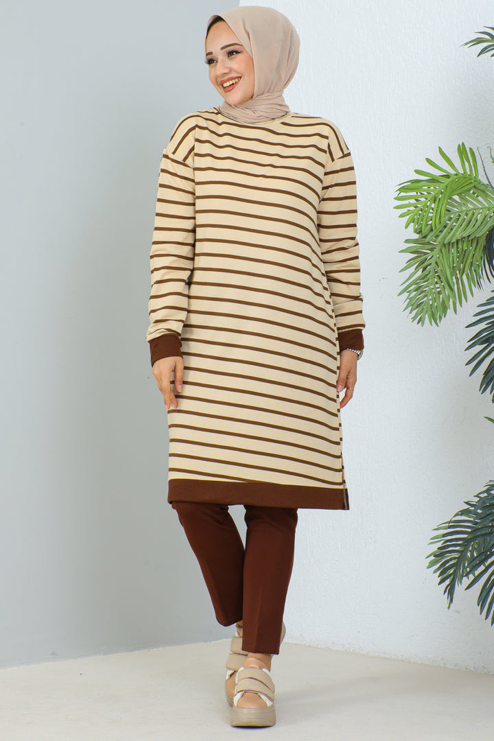 BNG Women Striped Tunic Brown - Clermont