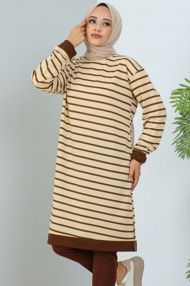 BNG Women Striped Tunic Brown - Clermont