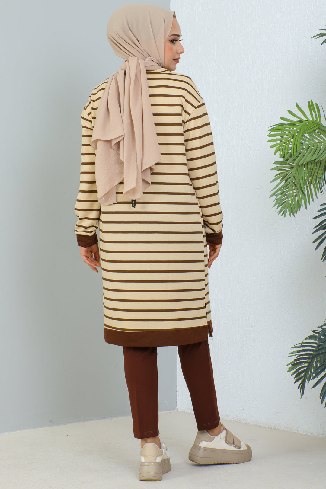 BNG Women Striped Tunic Brown - Clermont