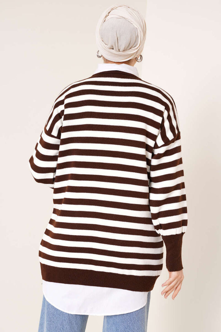 BNG Women -75 Striped Knit Tunic Brown - Clermont