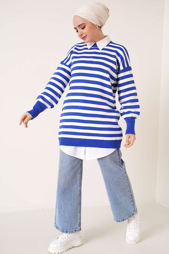 BNG Women -75 Striped Knit Tunic Sax Blue - Clermont