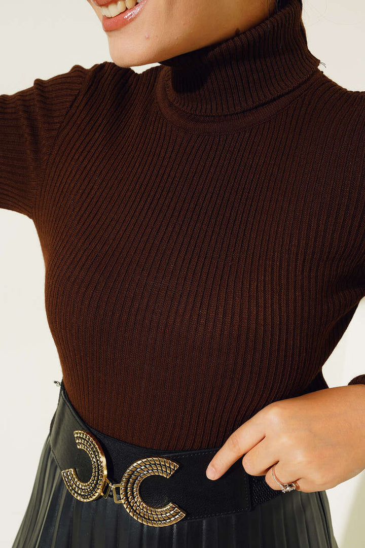 BNG Women Turtleneck Sweater Brown - Clermont