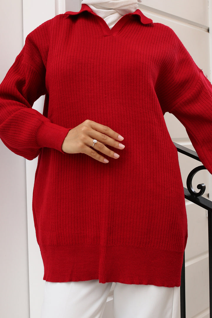 BNG Women -59 Thread Knit Tunic Red - Clermont