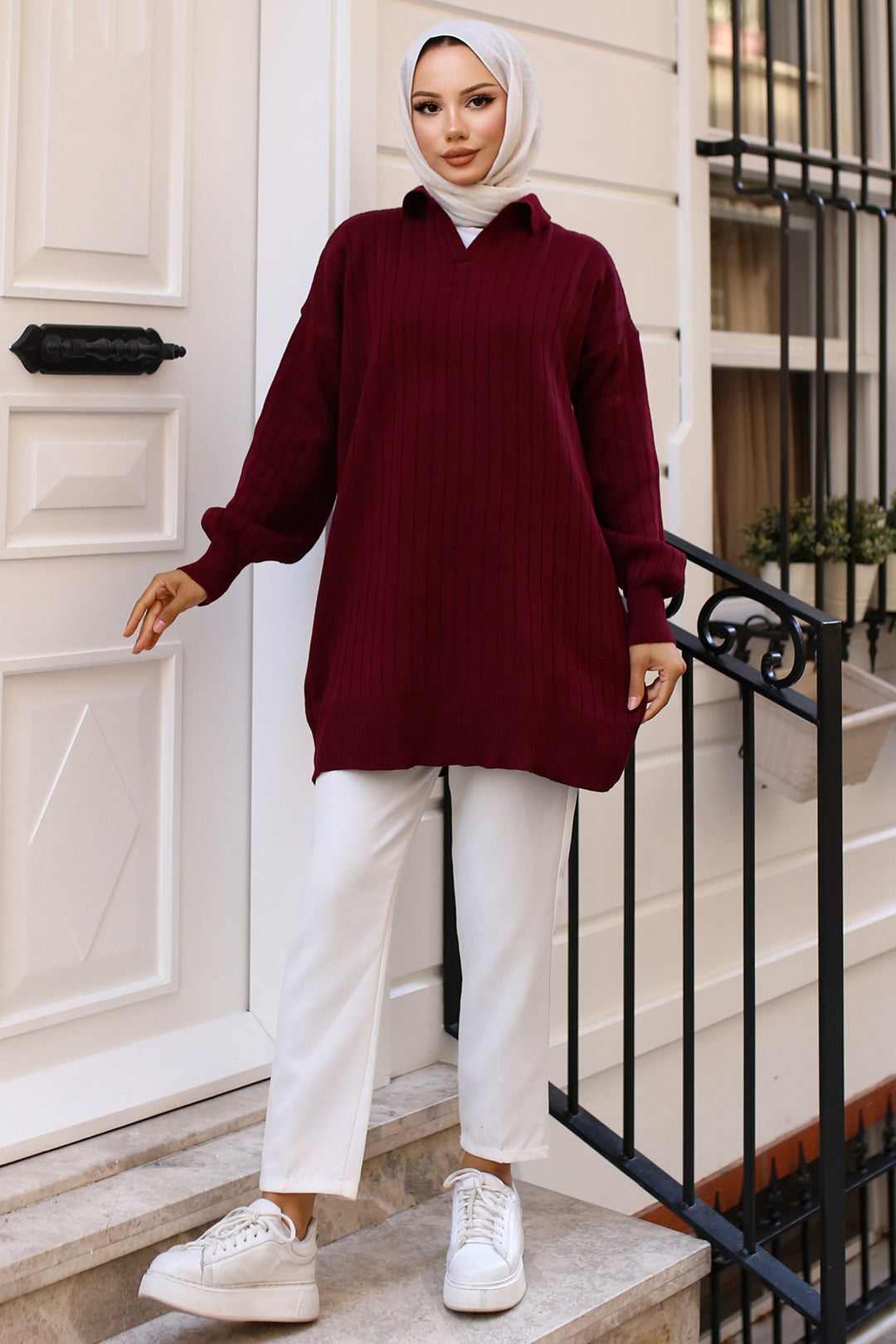 BNG Women -63 Thread Knit Tunic Bordeaux - Clermont