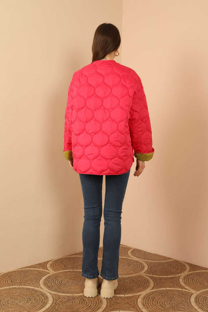 KKT Jesica Fabric Onion Pattern Women Puffer Jacket-Fuchia - Purmerend