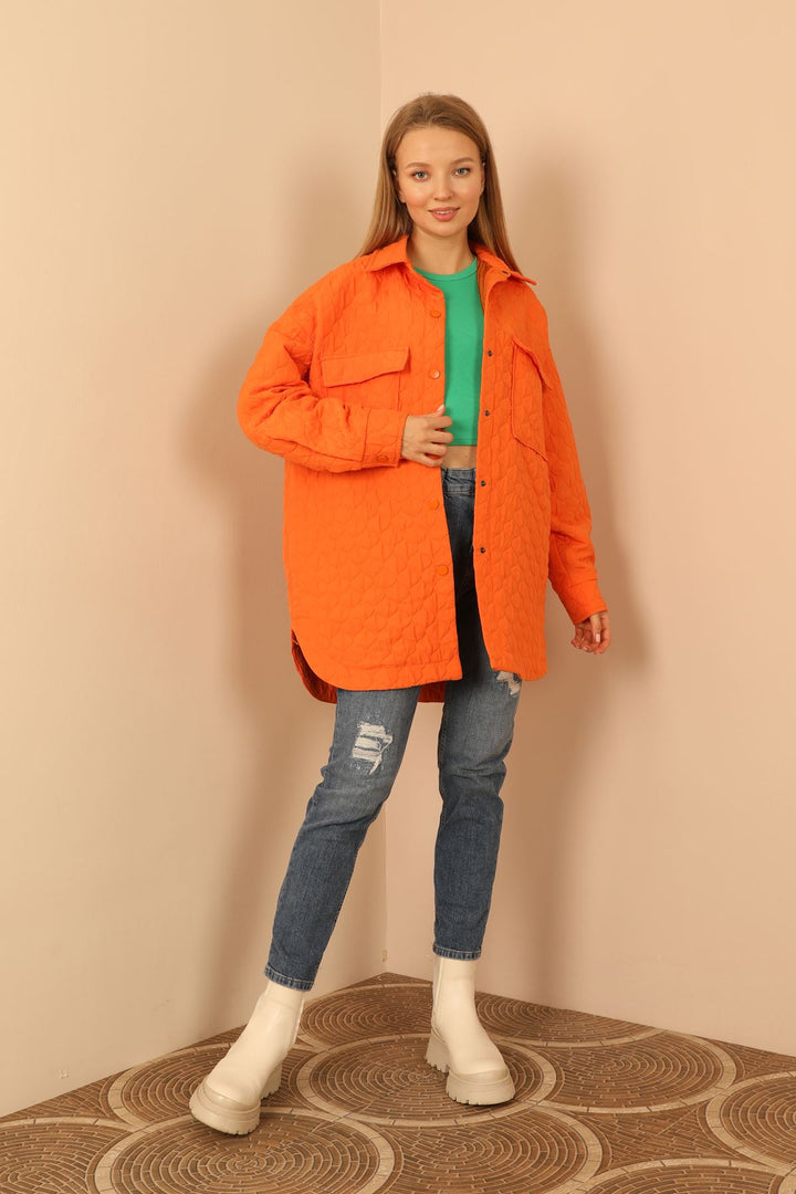 KKT Jakar Fabric Onion Pattern Oversize Women Shirt-Orange - Godalming