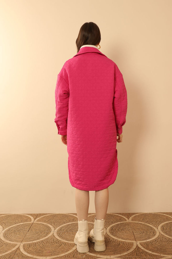 KKT Jakar Fabric Onion Pattern Oversize Long Women Shirt-Fuchia - Quartu Sant’Elena