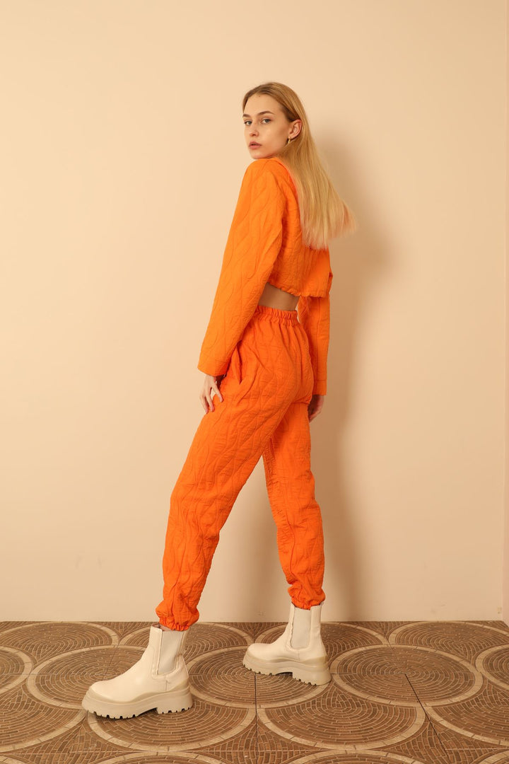 KKT Jakar Fabric Onion Pattern Women Sweatpants-Orange - Cupertino