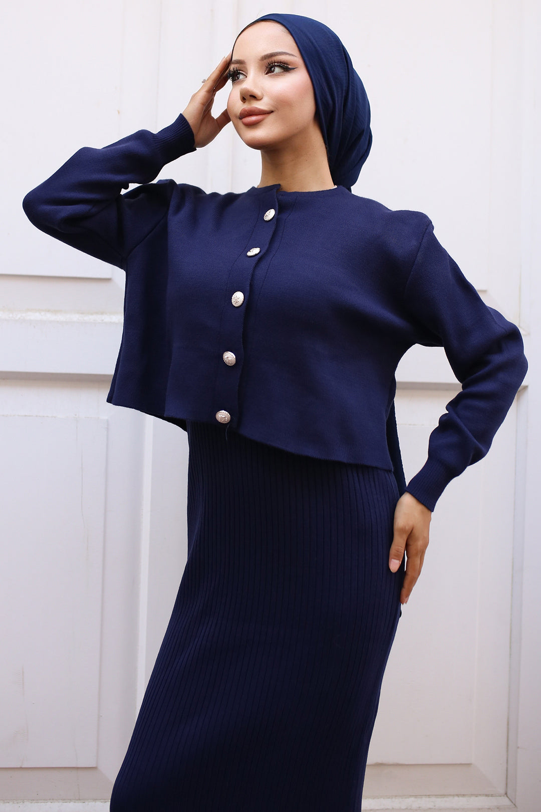 BNG Women Button Detred Cardigan вязание Set Navy - Clermont