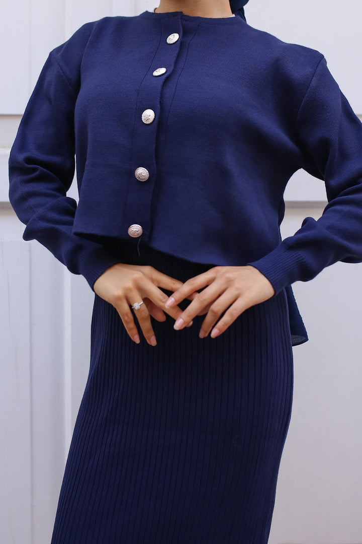 BNG Women Button Detred Cardigan вязание Set Navy - Clermont