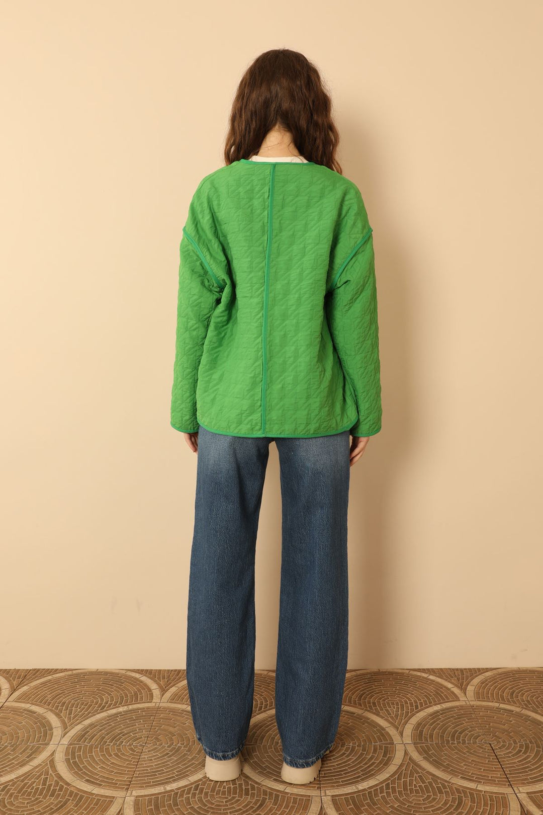 KKT Jakar Fabric Oversize Women Jacket-Green - Douai