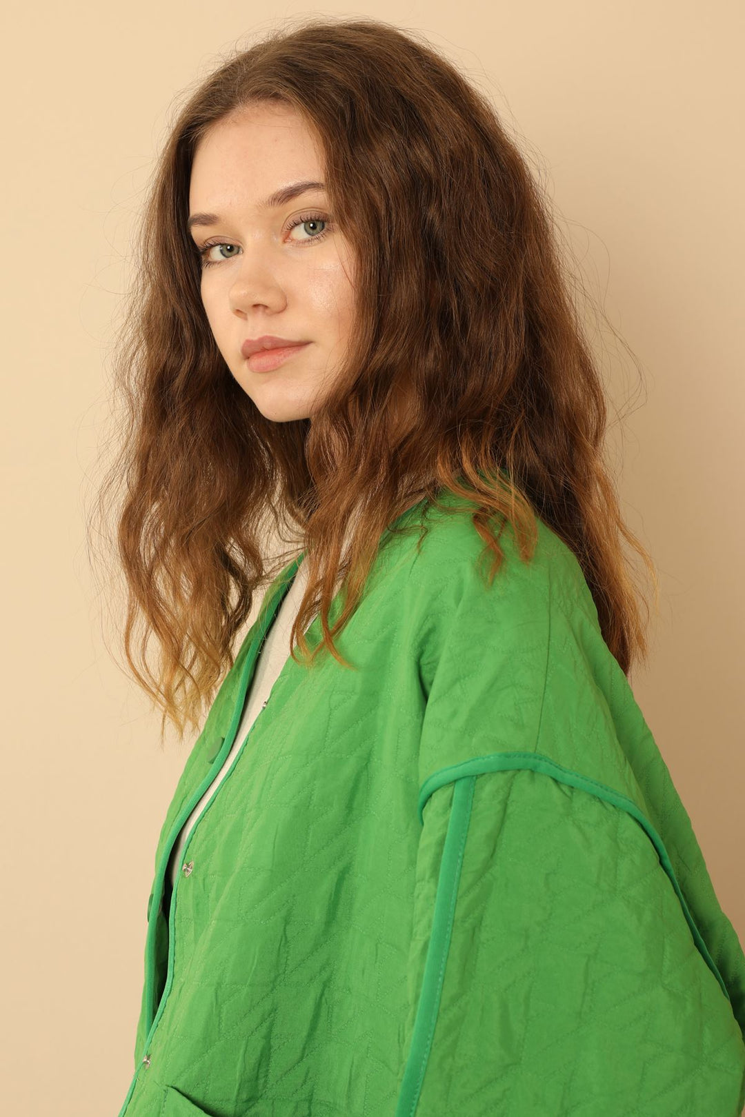 KKT Jakar Fabric Oversize Women Jacket-Green - Douai