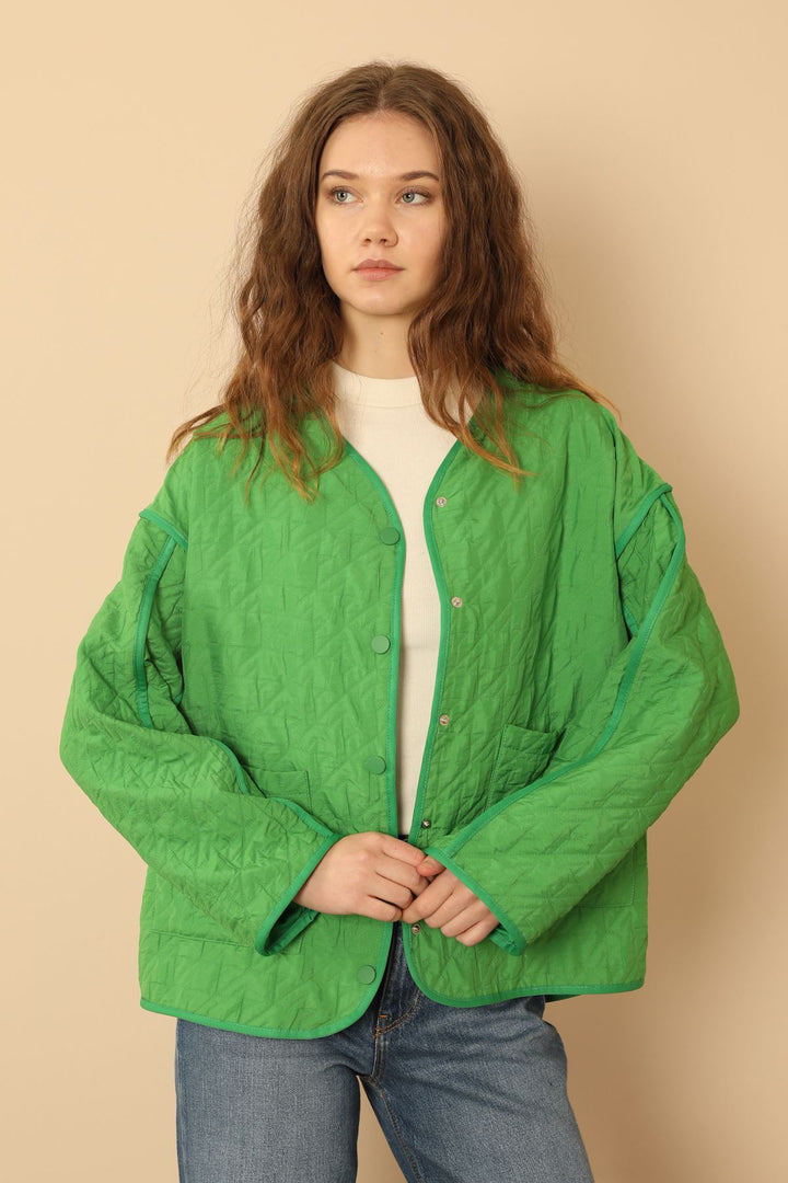 KKT Jakar Fabric Oversize Women Jacket-Green - Douai