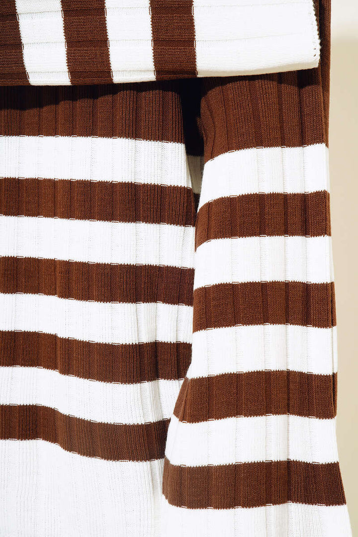 BNG Women Casual Striped Sleeve Knit Set Brown - Clermont