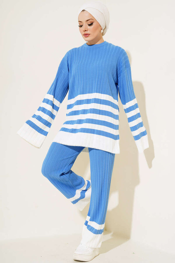 BNG Women Casual Striped Knitwear Set Blue - Clermont