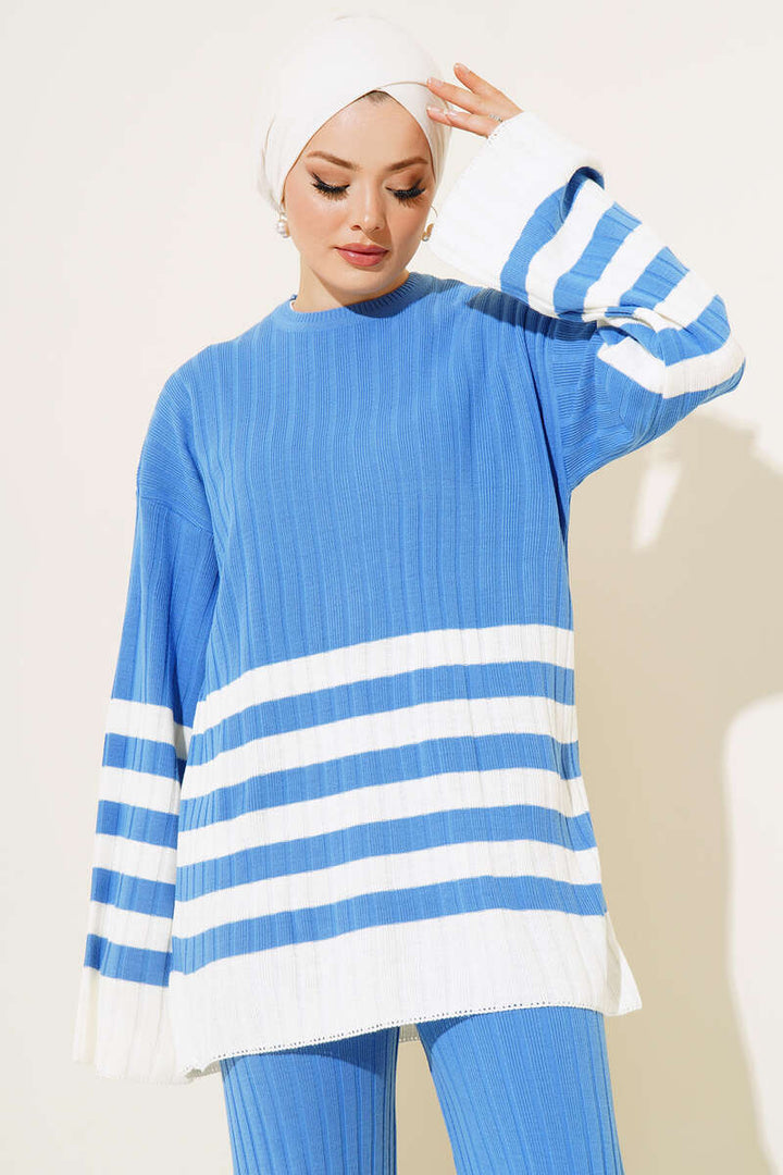 BNG Women Casual Striped Knitwear Set Blue - Clermont