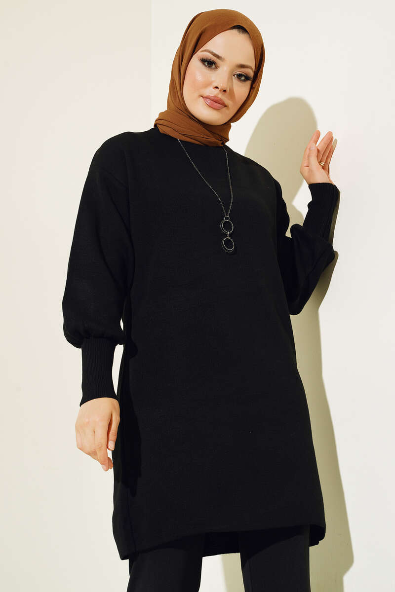 BNG Women Balloon Sleeve Knit Tunic Black - Clermont