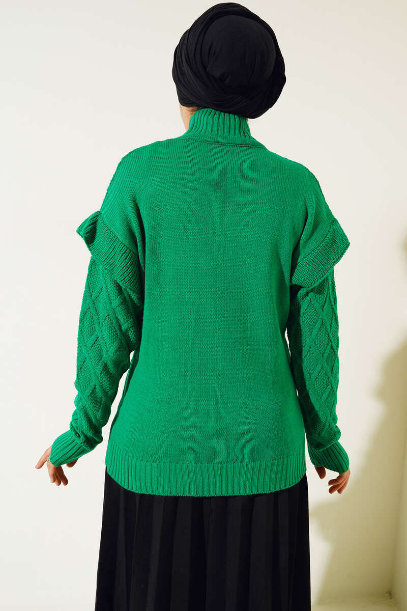 BNG Women -7058 Half Fisherman Collar Sweater Green - Clermont