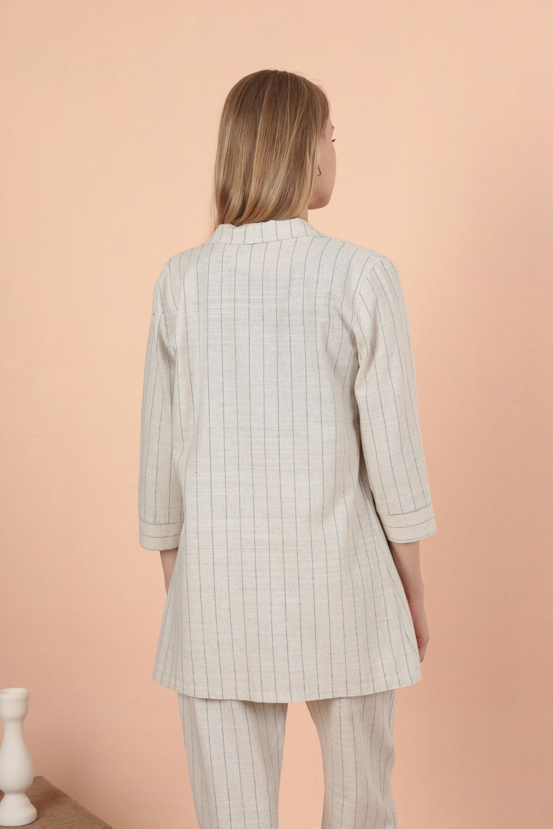 KKT Striped linen jacket-Royal - Merced