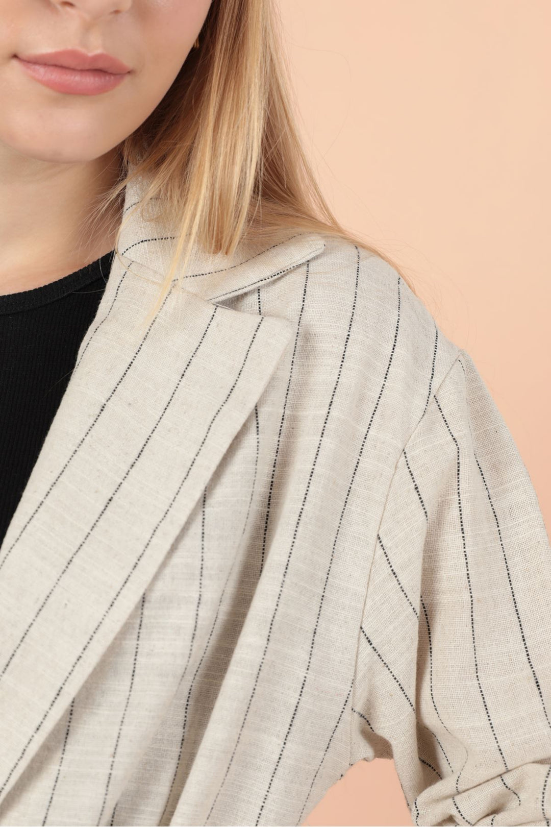 KKT Linen Striped Women's Jacket-Black - Jūrmala