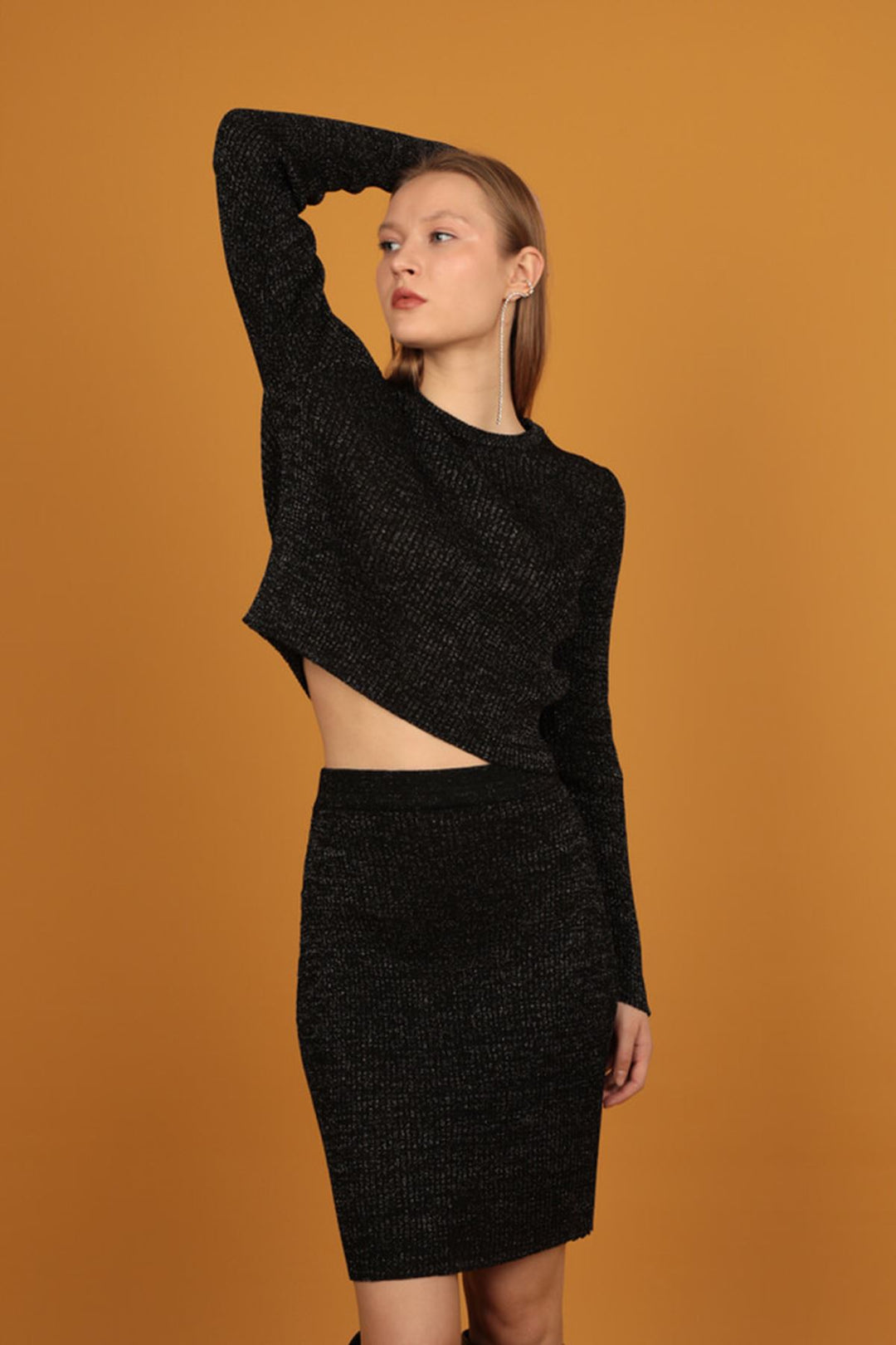 KKT Glitter Knitwear Women's Skirt-Black - Naucalpan de Juárez