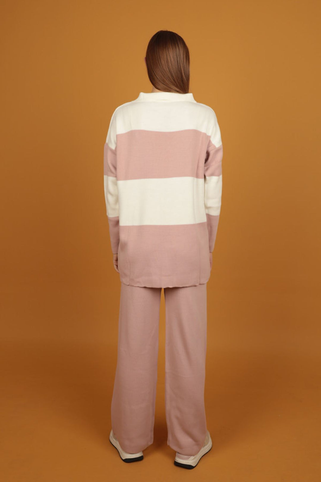 KKT Tricot Fabric Striped Women's Suit-Light Pink - Johns Creek