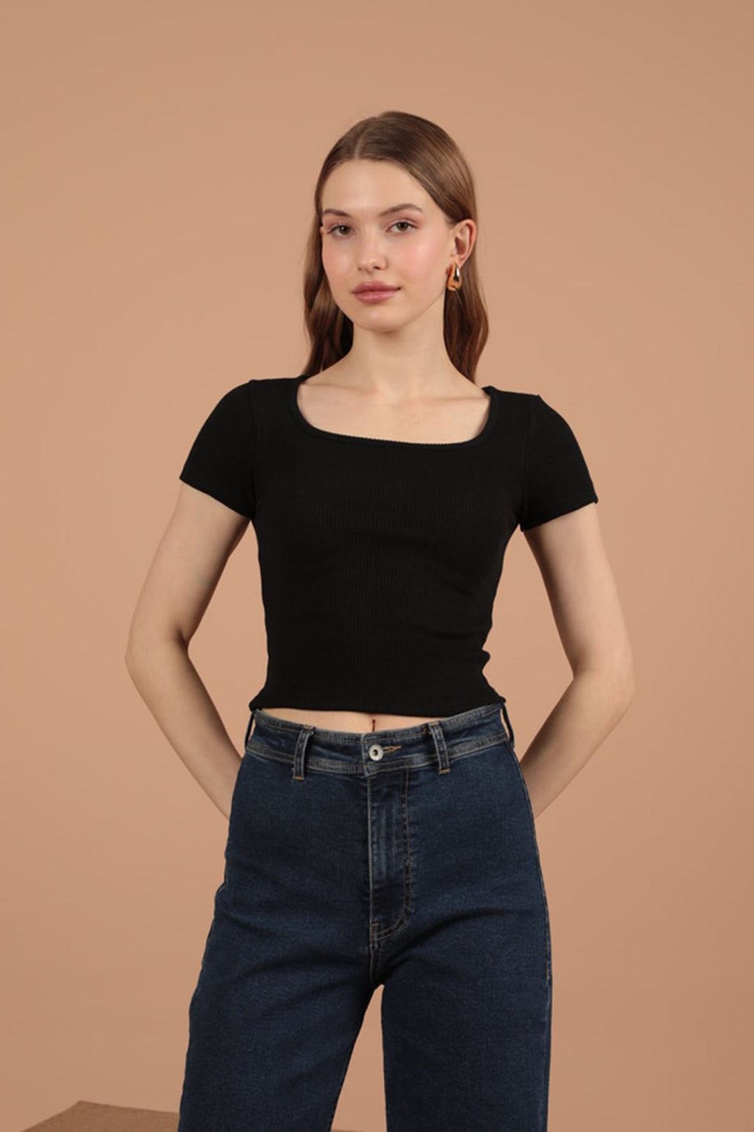 KKT Camisole Fabric Square Collar Women's Blouse-Black - Badajoz