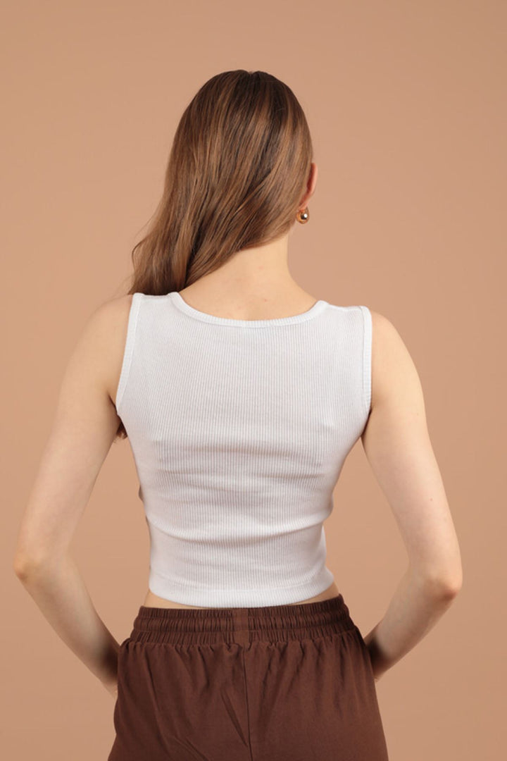 KKT Camisole Fabric Snap Fastener Women's Blouse-Ecru - Kendall