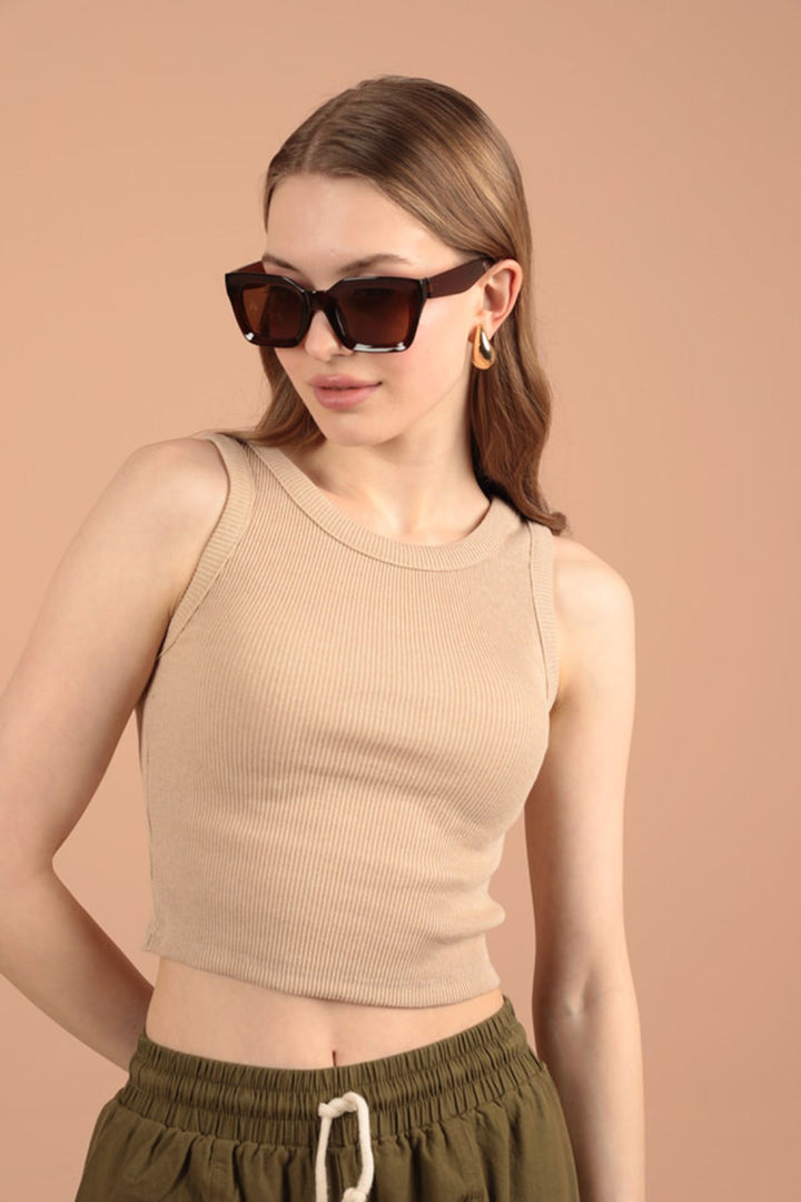 KKT Camisole Fabric Halter Neck Blouse -Beige - Saanich