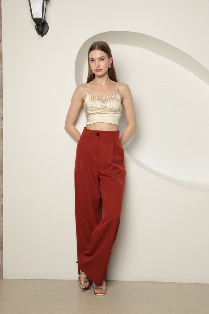 KKT Atlas Fabric Women's Palazzo Trousers-Tile - Guadalupe