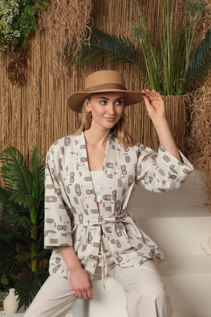 KKT Linen Fabric Women's Suit-Brown - Lansing