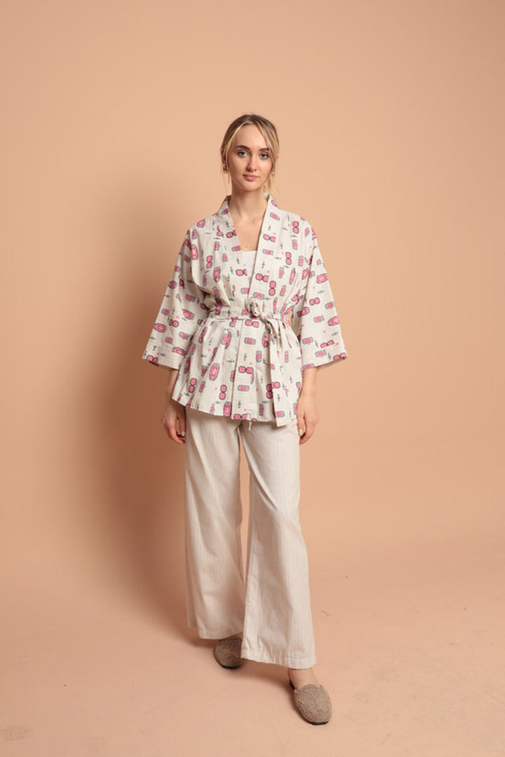 KKT Linen Fabric Printed Women's Suit-Fuchsia - Siegburg