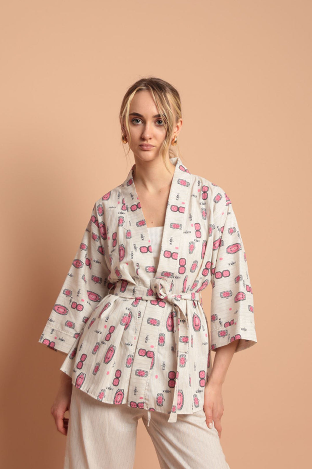 KKT Linen Fabric Printed Women's Suit-Fuchsia - Siegburg