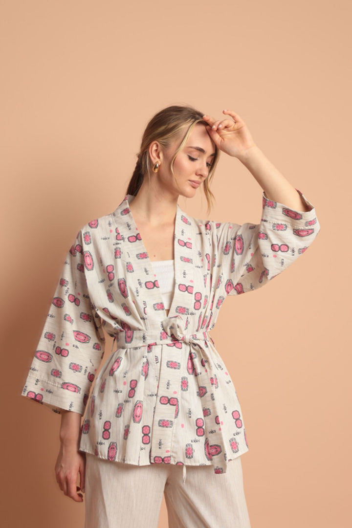 KKT Linen Fabric Printed Women's Suit-Fuchsia - Siegburg