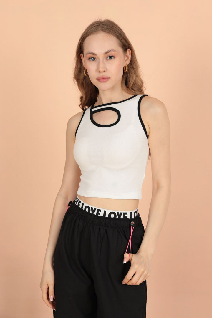 KKT Drop Humor Camisole Women's Blouse-Ecru - Ixtlahuaca