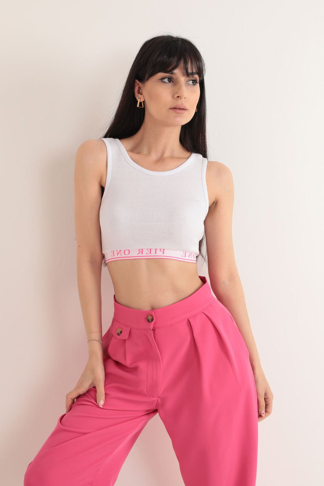 KKT Camisole Fabric Elastic Waist Women's Crop-Fuchia - Pokrovsk