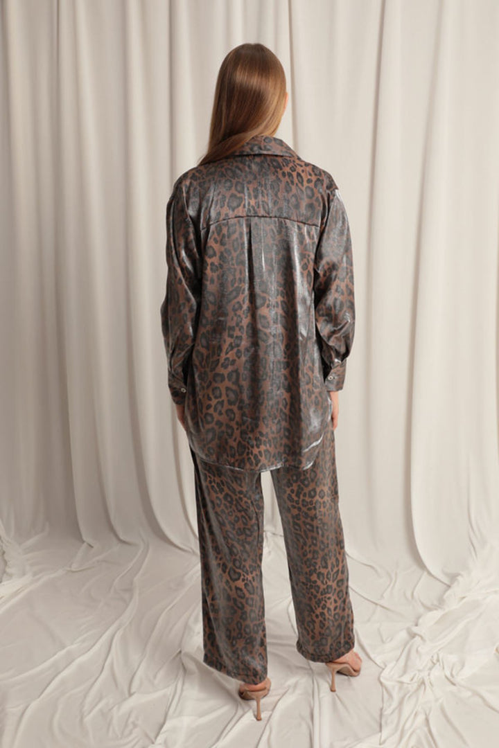 KKT Shiny Fabric Leopard Women's Brown Suit - Wolfsburg