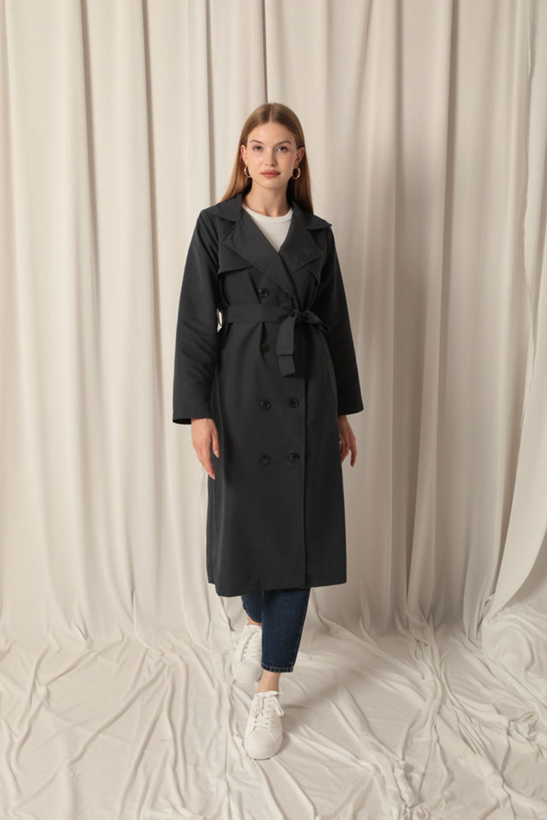 KKT Torino Fabric Liquid Proof Women's Anthracite Trench Coat - Sheffield