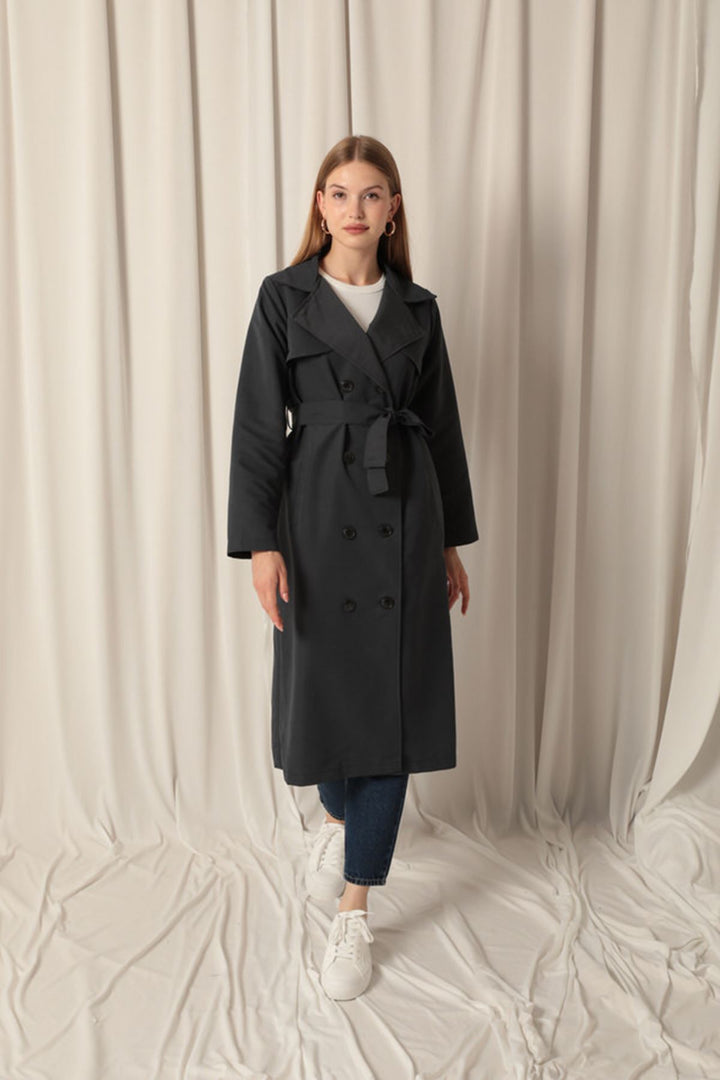 KKT Torino Fabric Liquid Proof Women's Anthracite Trench Coat - Sheffield