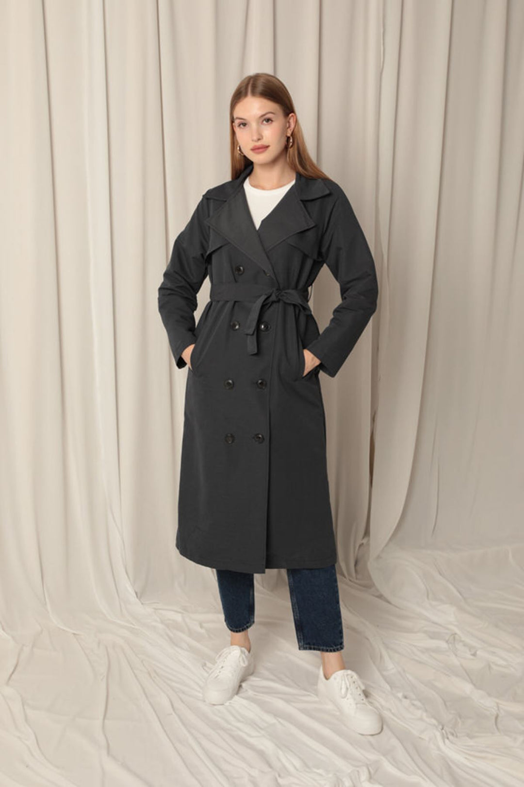 KKT Torino Fabric Liquid Proof Women's Anthracite Trench Coat - Sheffield